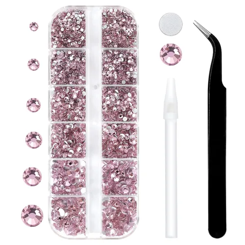 Miniatura 10 de 3792 diamantes de imitación con parte trasera plana para manualidades, piedras preciosas de cristal para uñas, diamantes de imitación brillantes