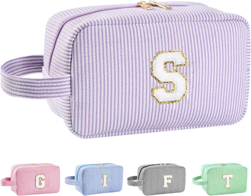 Miniatura 95 de Regalos personalizados para mujeres, bolsa de maquillaje con inicial, bolsa de maquillaje de viaje, bolsa de cosméticos, bolsa de artículos