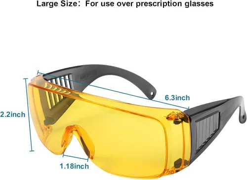 Miniatura 4 de Gafas de Tiro Sobre Anteojos, Gafas de Seguridad Antivaho Sobre Anteojos de Prescripción OTG Lentes amarillos