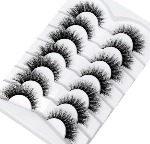 Miniatura 568 de Pooplunch - Pestañas postizas finas de visón sintético, estilo ojo de gato, naturales, cruzadas, tipo racimo, efecto 8D de volumen, tiras
