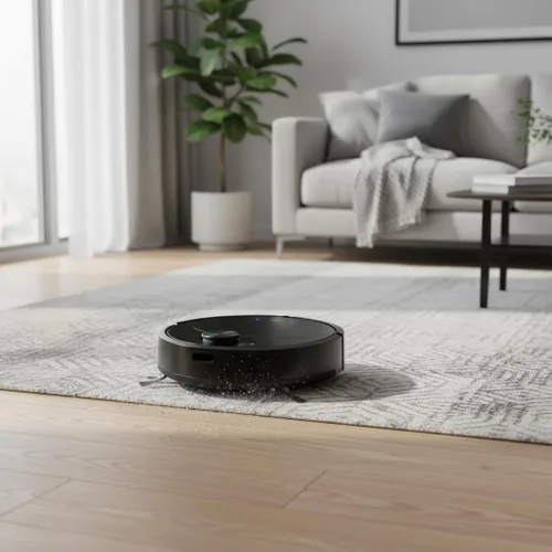 Miniatura 8 de Robot aspirador, potente aspirador robótico silencioso de succión limpia suelos duros a alfombras de pelo bajo, ideal para pelo de mascotas