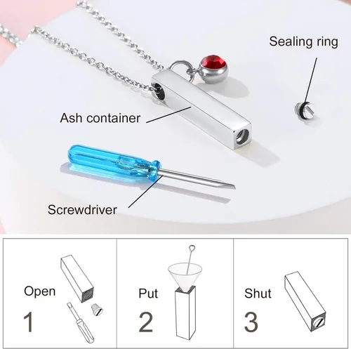 Miniatura 246 de FindChic Collares personalizados con urna para cenizas, barra vertical, gato, luna, reloj de arena, garra de perro, acero inoxidable, chapado en oro
