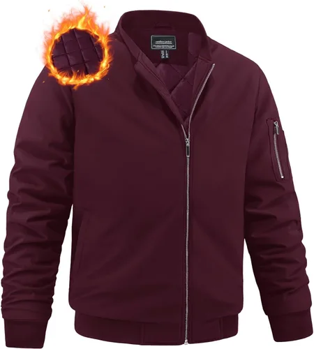 Miniatura 9 de MAGNIVIT - Chaqueta de bombardero para hombre de invierno, cortaviento, cálida, con cremallera completa, abrigo exterior, estilo casual, chaqueta