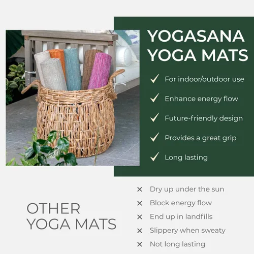 Miniatura 5 de Yogasana Esterilla de yoga de algodón orgánico, antideslizante, tejida a mano, plegable, alfombra de yoga que proporciona una excelente comodidad