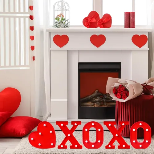 Miniatura 5 de EDYCON Letrero con luces para el día de San Valentín, decoración de mesa, letras con luz LED, funciona con pilas, para decoración del hogar, fiesta