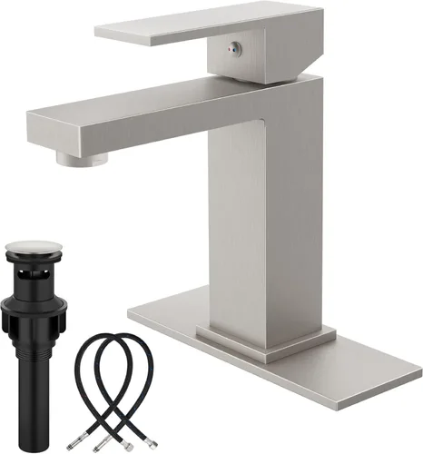 Miniatura 13 de Grifos de Baño Midanya 1 Agujero, Grifo de Fregadero de Acero Inoxidable de Una Manija, Grifos de Tocador Modernos con Placa de Cubierta, Mangueras