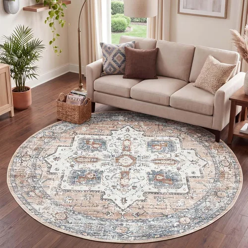 Miniatura 45 de jinchan Alfombra de área pequeña lavable floral vintage, alfombra de entrada simétrica de medio círculo de 2 x 3, alfombra de entrada suave de pelo