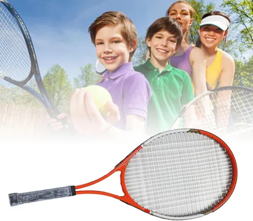 Miniatura 2 de Raqueta de tenis de 27 pulgadas, raqueta recreativa de nailon de aleación de aluminio con bolsa de raqueta, para principiantes, jugadores Red