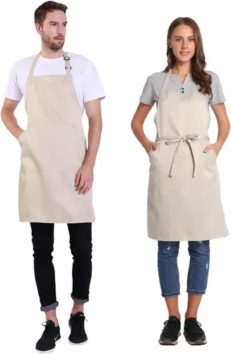 Miniatura 2 de BIGHAS - Delantal ajustable con babero y lazos largos, disponible en 18 colores, ideal para chefs, cocina, hogar, restaurante, mujeres, hombres