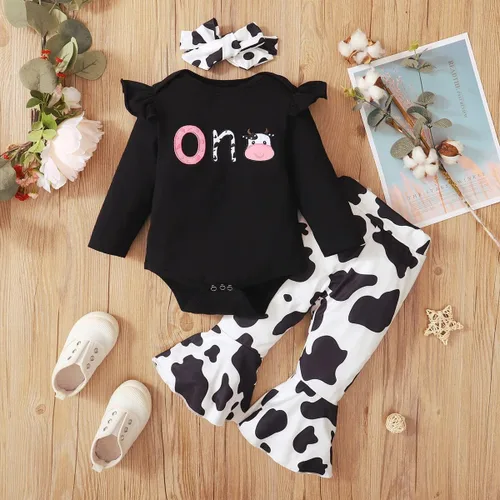 Miniatura 4 de Detigee Traje de primer cumpleaños para niñas, traje de cumpleaños de vaca, ropa de primer cumpleaños para bebés