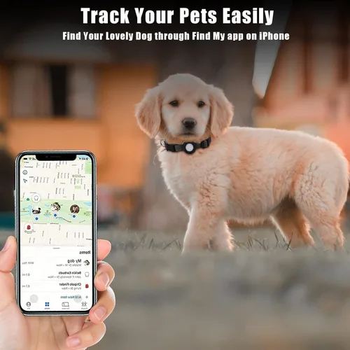 Miniatura 2 de Compatible con collar de perro Airtag, collar de perro ajustable con hebilla de cierre rápido duradera, collar de perro de nailon de imitación