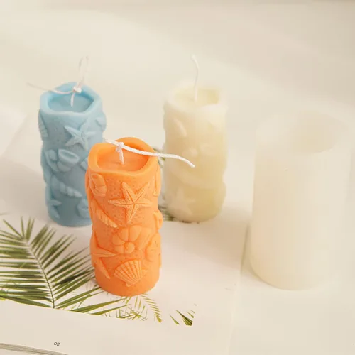 Miniatura 4 de Moldes de cilindro de concha de silicona para resina, jabón y fabricación de velas - Molde artesanal de estrella de mar, concha, mariscos y más