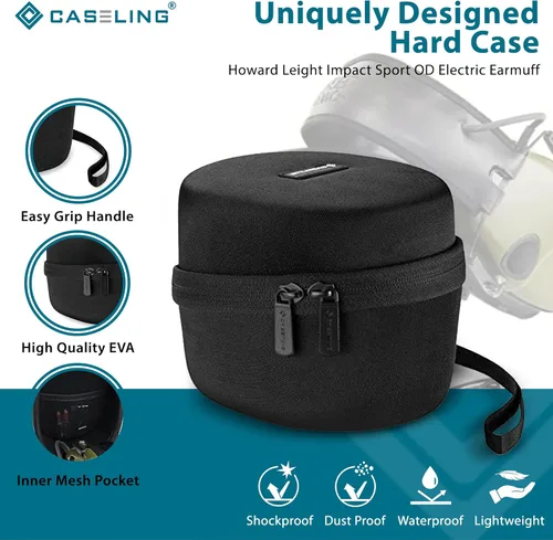 Miniatura 2 de caseling Funda rígida para Howard Leight Impact Sport (estándar, Bluetooth, perno, juvenil) orejeras electrónicas de disparo, almacenamiento de Negro