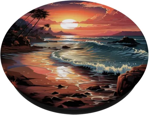 Miniatura 2 de PopSockets PopGrip estándar con gráficos Beach Ocean Sundown