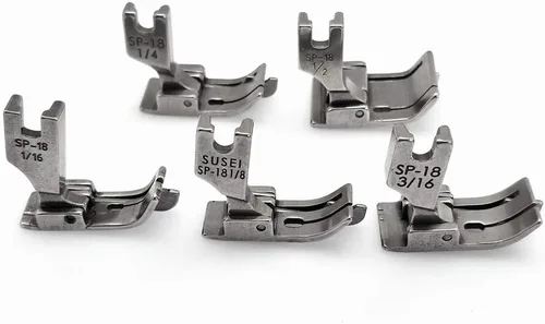 Miniatura 4 de YEQIN Máquina de coser industrial con bisagras de 5 tamaños, pie prensatelas con guía derecha #SP-18 1/16 "+1/8"+3/16"+1/4"+1/2" con 2 tornillos