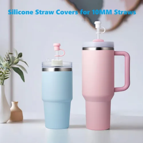 Miniatura 2 de Paquete de 6 fundas con popote para copa Stanley, tapas de popote de silicona para vasos Stanley de 40, 30, 20 onzas, tapas de popote para vaso