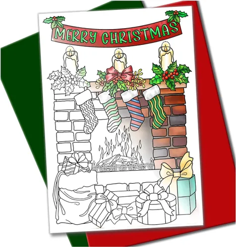 Miniatura 9 de Tarjetas de Navidad para colorear para adultos y niños