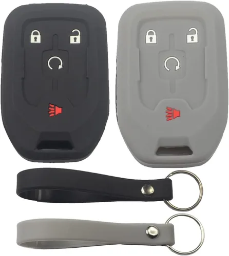 Miniatura 7 de 2 fundas de silicona de goma negra con 4 botones para llavero inteligente sin llave compatible con GMC Acadia Terrain 2017-2022, 2 piezas negro
