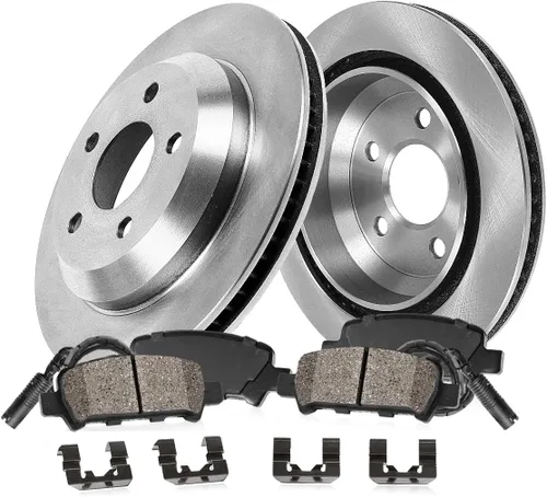Miniatura 2 de Callahan BRAKE PARTS Rotores de disco de freno ranurados traseros de 11.811 in y pastillas de freno de cerámica + kit de freno de hardware +
