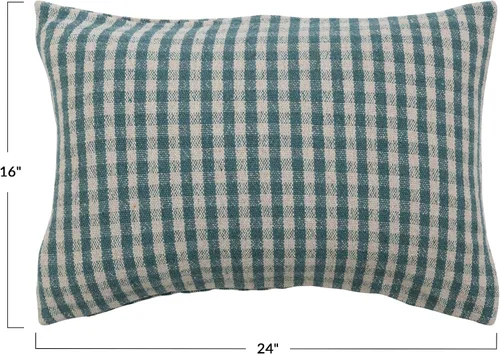 Miniatura 3 de Creative Co-Op Creative Co-Op - Almohada lumbar de mezcla de algodón reciclado, color verde azulado y blanco