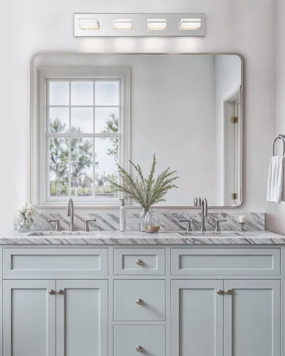Miniatura 7 de VONLUCE Lámpara de tocador de baño, 3 luces LED modernas de tocador, luz de baño ajustable 3CCT con función de memoria, pantallas giratorias
