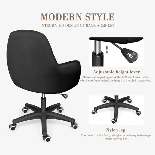 Miniatura 3 de Bonita silla de oficina – Silla de trabajo ajustable, moderna y cómoda, giratoria de 360 grados, respaldo medio, adecuada para oficina en casa
