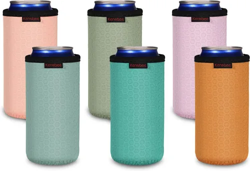 Miniatura 19 de Paquete de 4 Fundas Enfriadoras para Latas Delgadas de 12oz, Suaves Aisladas Reutilizables Antideslizantes de Neopreno Portavasos Cubiertas