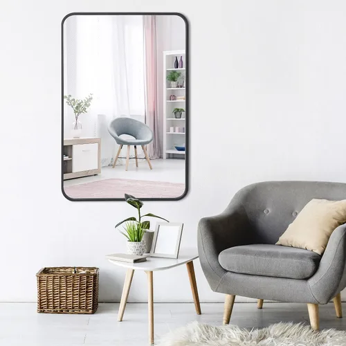 Miniatura 9 de Espejo de pared negro de 24 x 36 pulgadas, espejo de tocador rectangular con marco de metal, espejo decorativo montado en la pared, decoración