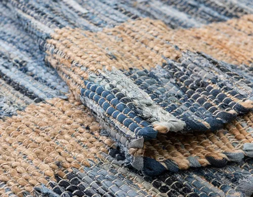 Miniatura 7 de Unique Loom Chindi Jute Collection - Alfombra rectangular (2' x 3' 1", rectangular, azul marino/natural)