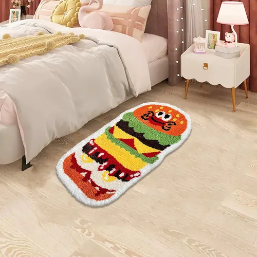 Miniatura 4 de UKELER Alfombras de baño para niños, lindas alfombras con forma de hamburguesa para decoración del hogar, alfombra suave para guardería
