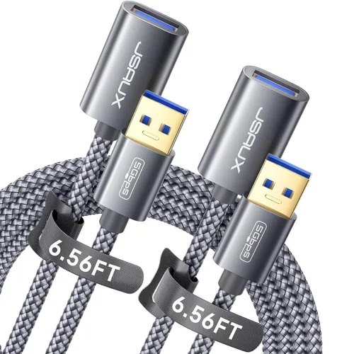 Miniatura 8 de Cable de Extensión USB 3.0 de 6.6 Pies, JSAUX Cable de Extensión USB A Macho a Hembra Material Trenzado Duradero Transferencia Rápida de Datos