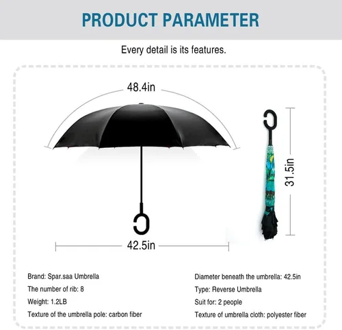 Miniatura 32 de SIEPASA Paraguas invertido invertido de 49/56 pulgadas, doble toldo extra grande, ventilado, resistente al viento, impermeable, paraguas de golf