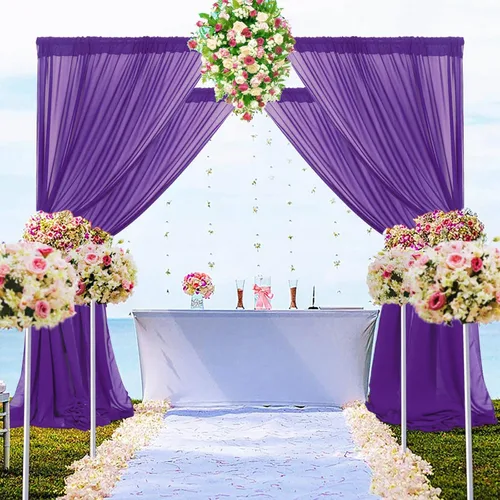 Miniatura 49 de DUOBAO Cortina de gasa naranja transparente de 10 pies, 2 paneles de 29 x 120 pulgadas, cortinas de tela de gasa para ceremonia de boda, cortinas