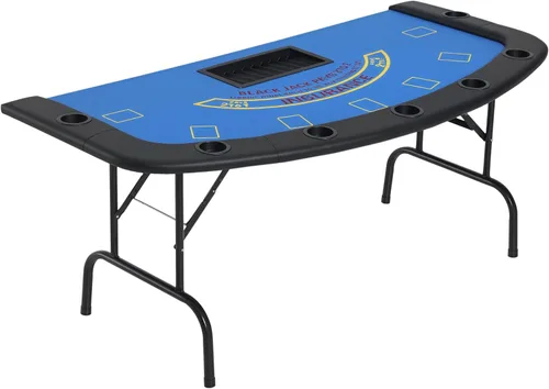 Miniatura 10 de Soozier Mesa de póquer plegable, mesa de blackjack de 72 pulgadas para 7 jugadores con soporte para fichas y tazas, fieltro verde