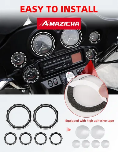 Miniatura 5 de Amazicha Cubiertas de Biseles de Medidor de Explosión de 2", Cubiertas de Velocímetro Tacómetro de 4", Kit de Moldura de Biseles Compatible