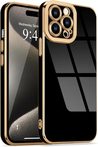 Miniatura 18 de Lafunda Diseñada para iPhone 13 Pro, fundas lujosas con chapado lindo para mujeres y niñas, elegante borde dorado, a prueba de golpes, TPU con funda