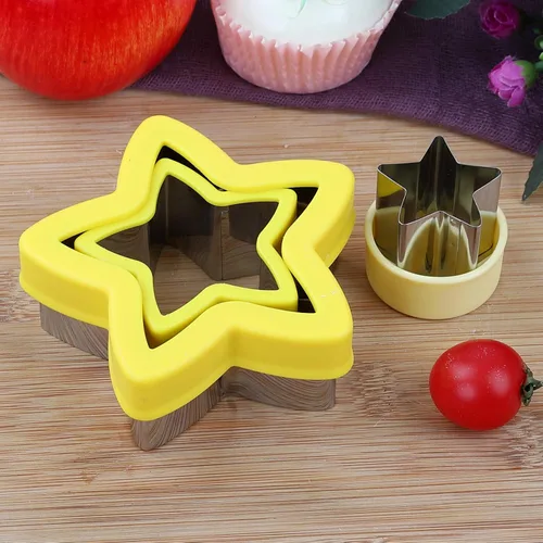 Miniatura 2 de Cortadores de galletas de estrella de acero inoxidable, tamaño pequeño a grande, juego de formas de estrellas y verduras de cinco puntas para niños