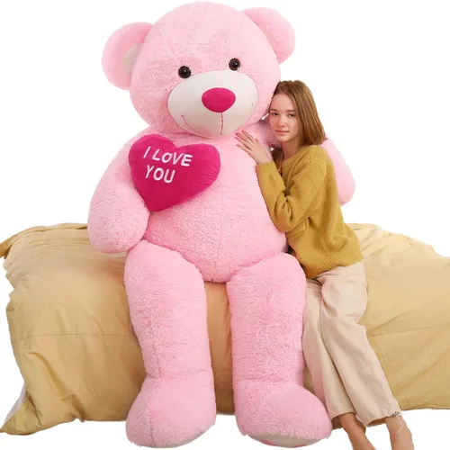 Miniatura 15 de BENINY Osos de peluche grandes en forma de corazón rojo, osos de peluche negros con bordado "Te quiero" para novia, osos de peluche grandes