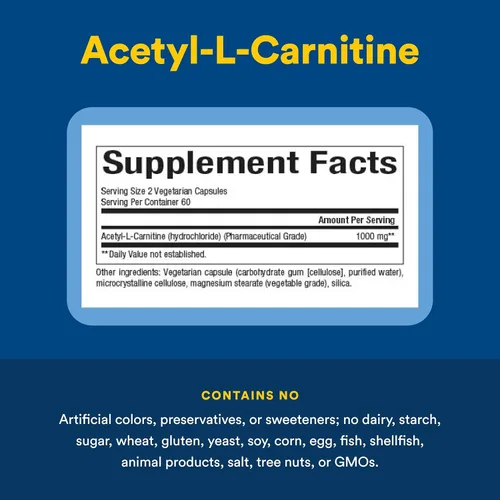 Miniatura 4 de Natural Factors, Acetil L-carnitina 500 mg, promueve una memoria saludable, concentración y función cerebral, 120 cápsulas (60 porciones)