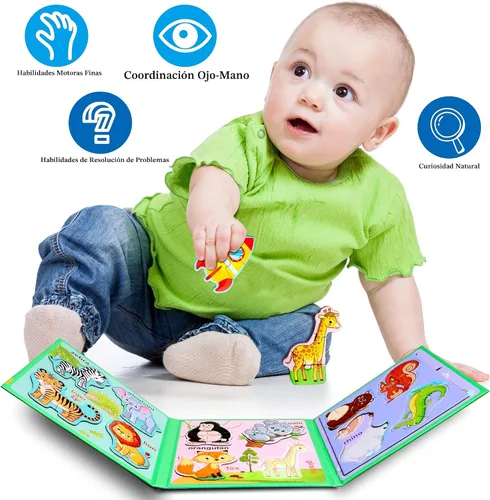 Miniatura 5 de Rompecabezas magnéticos para niños de 1 a 3 años, rompecabezas de viaje para niños de 2 a 4 años, juguete de actividades con animales para niños