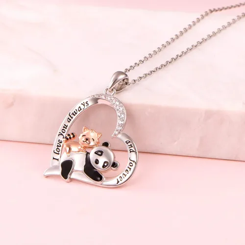 Miniatura 6 de HOOHWE Collar de plata de ley con colgante de panda rojo lindos regalos de joyería de panda para mujeres y niñas Plata No es una piedra preciosa