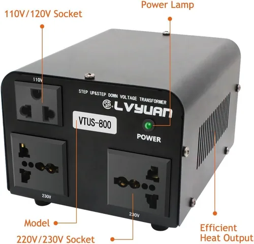 Miniatura 4 de Cantonape Convertidor de transformador de voltaje de 800 vatios de aumento y bajada de 110-120 voltios a 220-240 voltios y de 220-240 voltios a