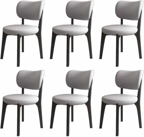Miniatura 31 de Juego de sillas de comedor de madera modernas con respaldo curvado, sillas de cocina tapizadas con marco de madera, sillas laterales sin brazos