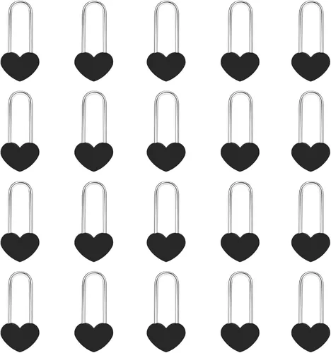 Miniatura 37 de Candado de amor VeYocilk de 3.5" 50mm en forma de corazón, candado de corazón negro para deseos de amor, ideal para bodas, San Valentín