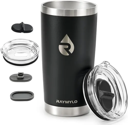 Miniatura 8 de RAYMYLO Vaso de café de viaje aislado de 20 onzas, tapa deslizante desmontable y a prueba de derrames para una limpieza profunda, taza de café