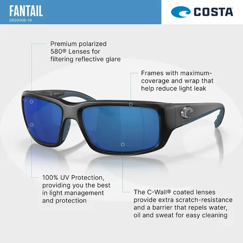 Miniatura 4 de Costa Del Mar Sunglasses for Men - Fantail Mens Polarized Sunglasses, UV Protection for Fishing, Boating & Beach 580P Size 59