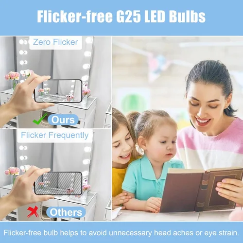Miniatura 5 de Bombillas LED G25, equivalente a 60 W, baño de luz diurna de 5000 K, base E26, redonda de tocador amigable con los ojos, perfecta para espejo