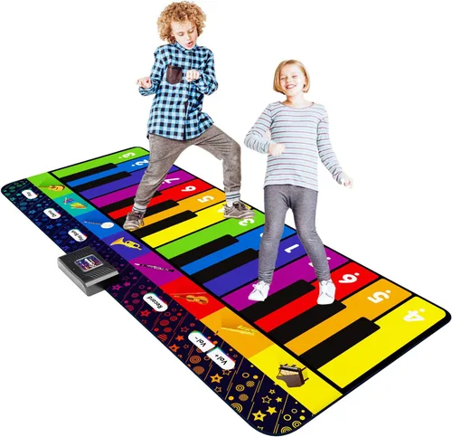 SUNLIN Alfombrilla de piano de suelo de 6 pies para niños y niños, tapete de piano gigante, 24 teclas, 10 canciones integradas, 8 sonidos de