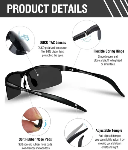 Miniatura 100 de Duco - Gafas de sol deportivas polarizadas para hombre con protección UV 8177s