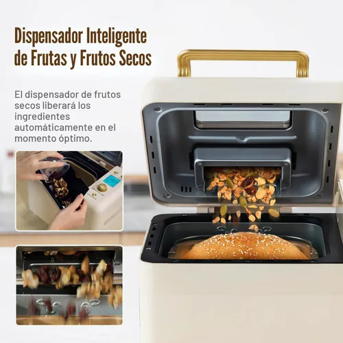 Miniatura 3 de Neretva Máquina para hacer pan, máquina para hacer pan 15 en 1 de 2.2 libras, máquina para hacer pan con doble calentador con dispensador automático
